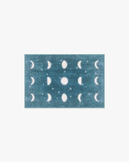 To The Moon And Back Soft Teal Rug by Humberto Leon