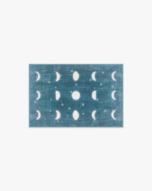 To The Moon And Back Soft Teal Rug by Humberto Leon