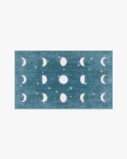 To The Moon And Back Soft Teal Rug by Humberto Leon