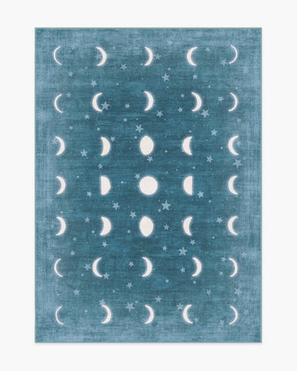 To The Moon And Back Soft Teal Rug by Humberto Leon
