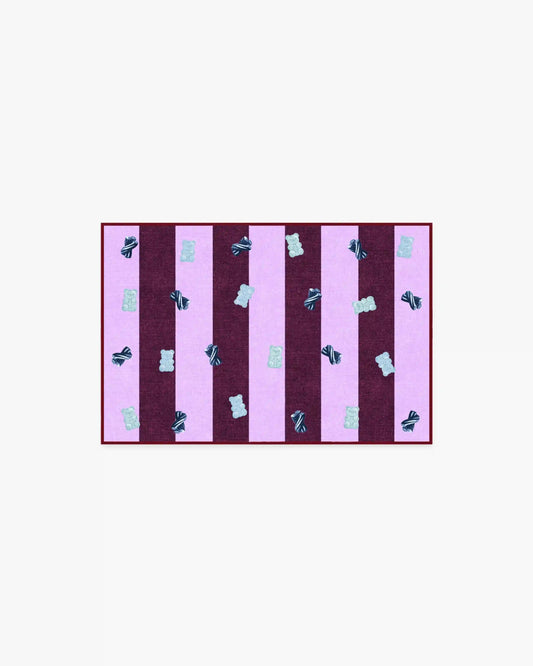 Todd Stripe Gummy Pink & Burgundy Rug by Humberto Leon