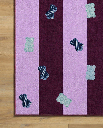 Todd Stripe Gummy Pink & Burgundy Rug by Humberto Leon