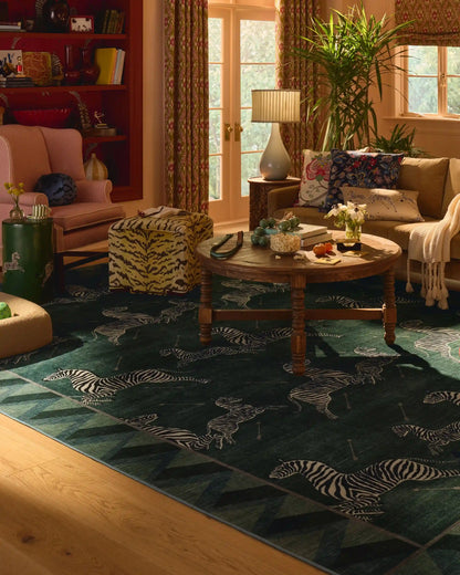 Zebras Green Rug by Scalamandré