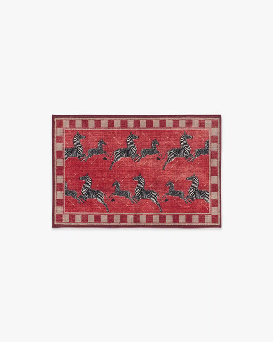 Zebras Red Rug by Scalamandré