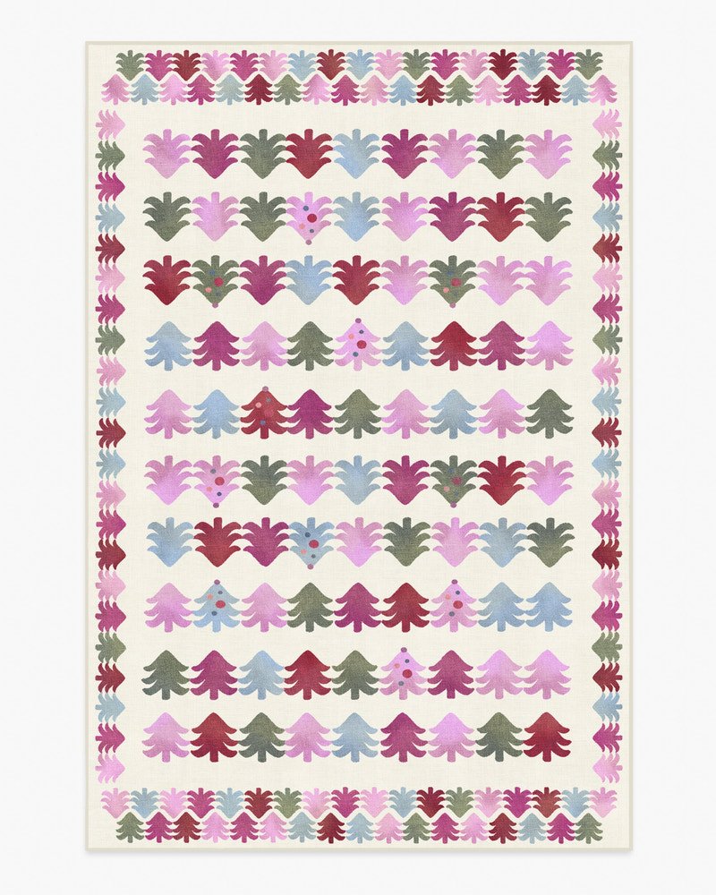 Festive Forest Pink Multicolor Flatwoven Rug